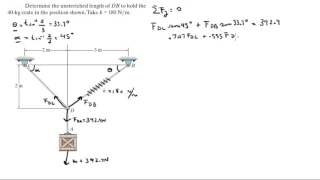 Determine the unstretched length of DB to hold the 40-kg crate