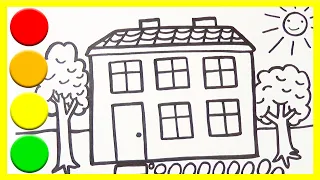 Draw a Two-Storey House with a Garden 🏡 Easy drawings for kids and toddlers | Merry Kids Art
