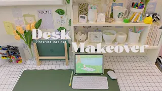 2022 Aesthetic desk setup/desk makeover ✨Pinterest inspired ☁️#deskmakeover