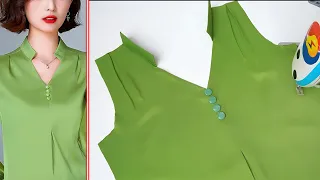 Sewing trick: Nobody tells you that sewing collar V neck design this way is easier than you think