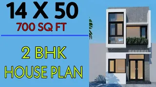 14 X 50 House Plan || 2 BHK Home Plan || 700 square feet house || 77 sqgaj || Cost - 7.50 lacs