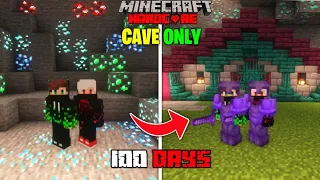 We Survived 100 Days In CAVE Only World In Minecraft Hardcore | Duo 100 Days