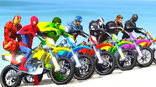 Défi de motocross super-héros Spider-Man, Iron Man, War Machine, Hulk et Black Panther - GTA V MODS