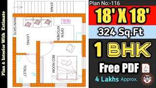 18 x 18 House Plan II 18 x 18 House Design II 18 x 18Ghar Ka Naksha II Plan:116