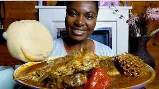 Asmr mukbang palm nut soup with cassava fufu