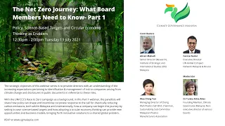 The Net Zero Journey: What Board Members Need to Know-  Part 1