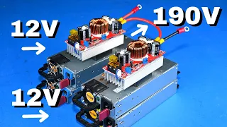 How We Turned 12V into 190V! Insane Boost Converter Experiment! Using Isolated DC Power Inputs