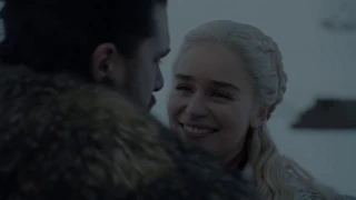 GOT - Jon Snow Kisses Daenerys and First Time Riding Daenerys' Dragon Scene - Season 8 Episode 1