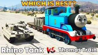 GTA 5 : RHINO TANK VS THOMAS TRAIN (WHICH IS BEST?)