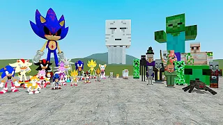 ALL SONIC THE HEDGEHOG VS ALL MINECRAFT CHARACTERS In Garry's Mod