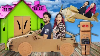 FIZEMOS TUDO DE PAPELÃO: CASA, BONECO, CARRO, COZINHA, AVIÃO | Gabriel e Shirley 2.0