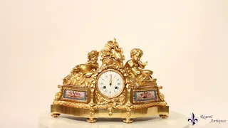 Antique Sevres Porcelain Ormolu Clock by Raingo Freres