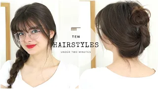 10 Hairstyle Ideas Under 2 Minutes | Hair In A Hurry