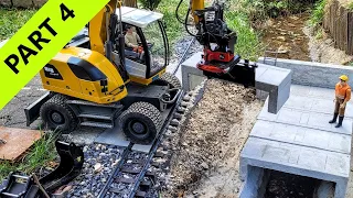 Bridge replacement. New Bridge installation. RC excavator Liebherr A918, Mixer truck, PART 4