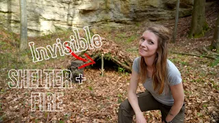 🌲​🦊Is this shelter really invisible? Stealth Bushcraft Overnighter with dakota fire hole 🔥​🌿​ ​