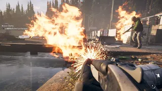 Far Cry 5 NPC hides from fire