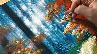 How to Draw Autumn Forest / Acrylic Painting for Beginners