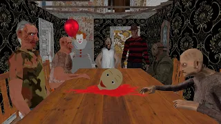 Granny vs Freddy Krueger vs Jason, Pennywise, Baldi, The Twins, Grandpa Funny animation part 180