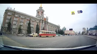 Driving in Ekaterinburg, Russia. City center POV