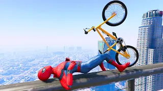 GTA 5 - Spiderman BMX Parkour Jumps Vol.29 (Euphoria Ragdolls)