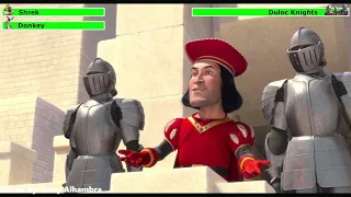 Shrek & Donkey vs. Knights with healthbars