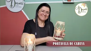 Como hacer un PORTAVELA - frasco de cristal y cabuya Dinarte con Dina Castaño