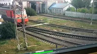 Взрез стрелки и сход электровоза/derailment of an electric locomotive