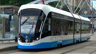 "Поправил зеркало!" Трамвая 71-931М "Витязь-М" №31218 со сдвоенным маршрутом №16 + 39