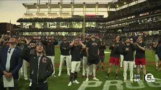 Guardians fans, players eyes agaze at total solar eclipse at Progressive Field