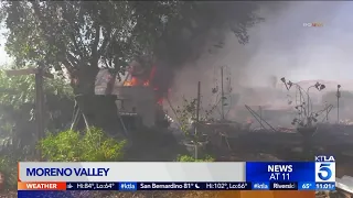 Homes, Vehicles Burned When Brush Fire Ignites At End of Police Chase in Moreno Valley