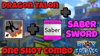 『Best Dragon Talon + Saber V2 One shot combo』Bounty Hunt l Roblox | Blox fruits update 16 | 5.5M