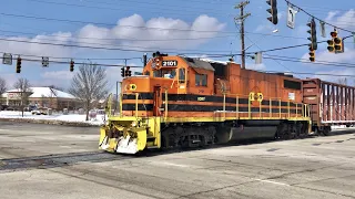 Weirdest Exempt Railroad Crossing Ever In Snow!  Defect Detector Audio, Mason & Woodlawn Ohio Trains