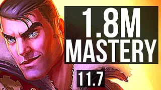 JAYCE vs FIORA (TOP) | Quadra, 1.8M mastery, 1200+ games, Legendary, 12/3/6 | KR Grandmaster | v11.7