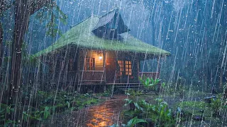 HEAVY RAIN for Deep Sleep in 3 minutes - Natural Sound of Rain in the Tropical Forest at Night