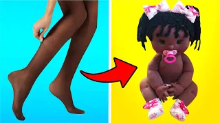 Super Transformação de Meia Calça em Boneca Bebê Diy!