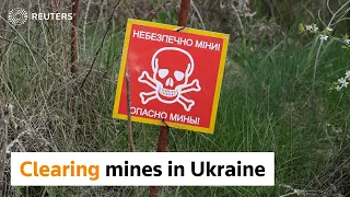 Clearing mines in Ukraine's Borodyanka