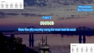 Mississippi (capo 2) by Pussycat play along with scrolling guitar chords and lyrics