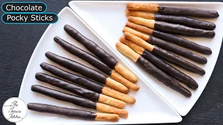 Chocolate Pocky Sticks Recipe Without Oven | Homemade Chocolate Sticks Recipe ~ The Terrace Kitchen