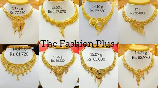 22k Gold Light Weight Necklace Design with Weight and Price @TheFashionPlus