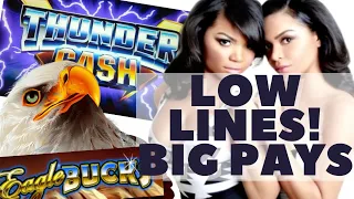 LOW LINES! BIG PAYS!! 🤑🙌🏽 HIGH LIMIT EAGLE BUCKS & THUNDER CASH BONUS! (Ainsworth)