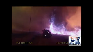 Fire trucks get overrun by flames and go into burnout mode