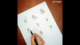 Number art 1 to 9 number drawing/How to draw Pictures from numbers #Shorts