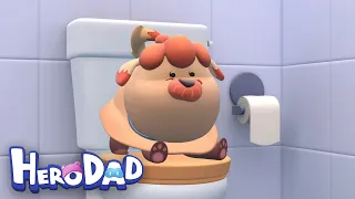 Puppy on the toilet! | Hero Dad | Cartoon for Kids | 1 Hour +