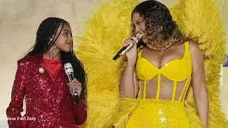 Beyonce invites daughter Blue Ivy on stage to perform duet of their track Brown Skin Girl