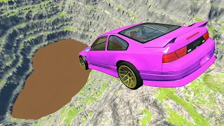 BeamNG drive - Car Jumps & Falls Into Chocolate Milk Pool