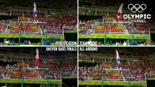 All of Aliya Mustafina's Uneven Bars routines, at the same time! | Olympic Memories