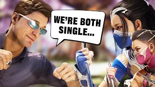 Johnny Cage Flirting with All Women Intro Dialogues - MORTAL KOMBAT 1