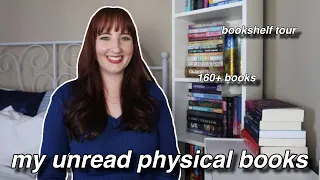 all of my unread physical books | tbr bookshelf tour