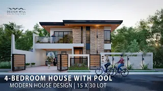 D04 | Modern House Design | 15m x 30m Lot 4-Bedroom House with Pool