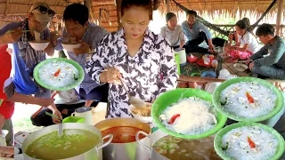 Noodle & Pancake at Teuk Chhou district Kampot province | Famous Nom Banchok Teuk Mahech in Cambodia